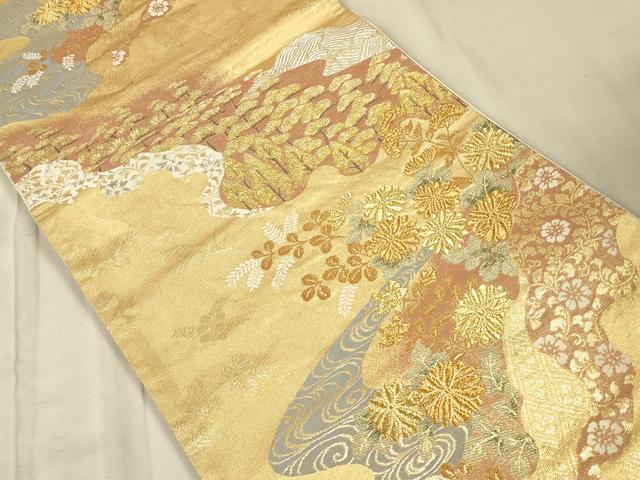 平和屋着物◎六通柄袋帯　道長花文　本うるし箔　正絹　逸品　CAAT5093ft