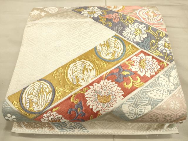 平和屋着物◎六通柄袋帯 唐織 草花文 金銀糸 正絹 逸品 CAAT5103ft