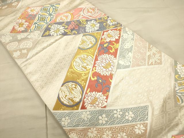 平和屋着物◎六通柄袋帯 唐織 草花文 金銀糸 正絹 逸品 CAAT5103ft