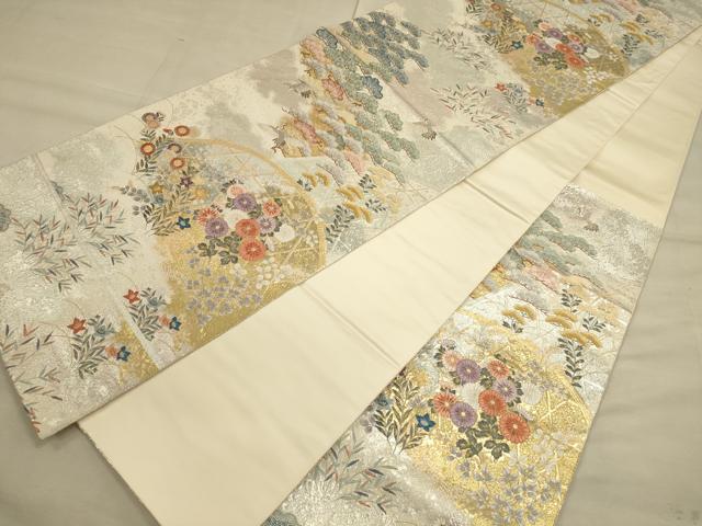 平和屋着物◎六通柄袋帯 唐織り 籬花文 金銀糸 正絹 逸品 CAAT5119ft