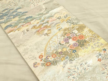 平和屋着物◎六通柄袋帯 唐織り 籬花文 金銀糸 正絹 逸品 CAAT5119ft