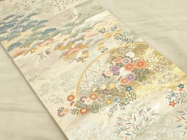 平和屋着物◎六通柄袋帯 唐織り 籬花文 金銀糸 正絹 逸品 CAAT5119ft