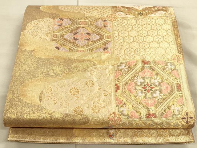 平和屋着物◎六通柄袋帯 唐織 蜀江花文 金糸 正絹 逸品 CAAT5127ft