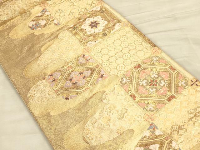 平和屋着物◎六通柄袋帯 唐織 蜀江花文 金糸 正絹 逸品 CAAT5127ft