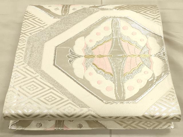 平和屋着物◎六通柄袋帯　唐織　双蝶文　金銀糸　正絹　逸品　CAAT5134ft
