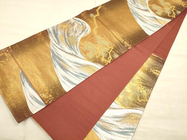 平和屋着物◎六通柄袋帯 浜松文 金銀糸 引箔 正絹 逸品 CAAT5140ft