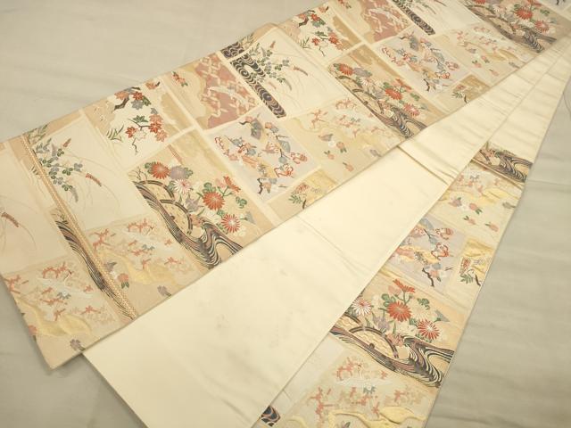 平和屋着物◎六通柄袋帯 唐織 飛鶴花文 金糸 正絹 逸品 CAAT5147ft