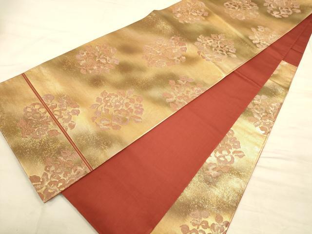 平和屋着物◎六通柄袋帯 草花文 金糸 引箔 正絹 逸品 CAAT5163ft