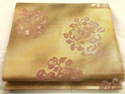 平和屋着物◎六通柄袋帯 草花文 金糸 引箔 正絹 逸品 CAAT5163ft