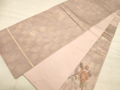 平和屋着物◎太鼓柄袋帯 草花文 金糸 引箔 正絹 逸品 CAAT5164ft