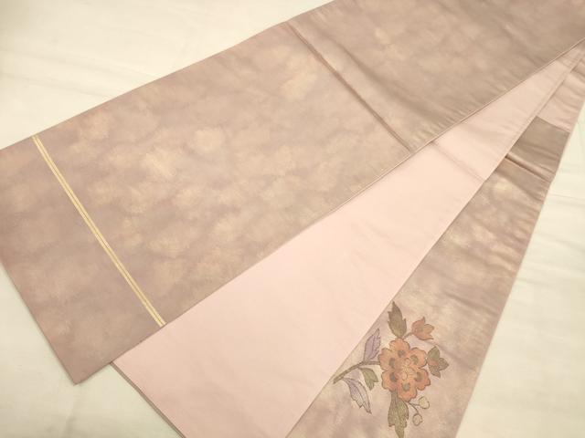 平和屋着物◎太鼓柄袋帯 草花文 金糸 引箔 正絹 逸品 CAAT5164ft