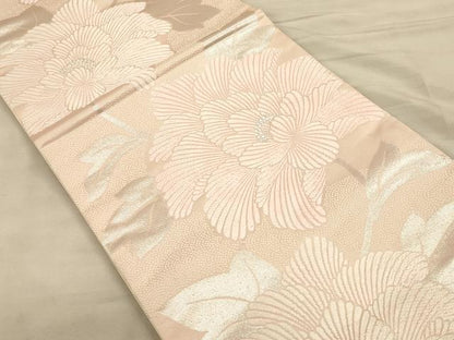 平和屋着物◎六通柄袋帯 唐織 枝花文 銀糸 正絹 逸品 CAAT5175ft