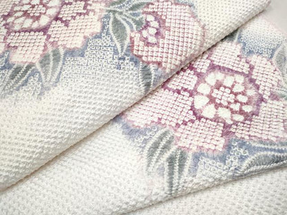 平和屋着物●名門 藤娘きぬたや・総絞り 羽織 解き反物 草花文 羽尺 逸品 CAAT5407th