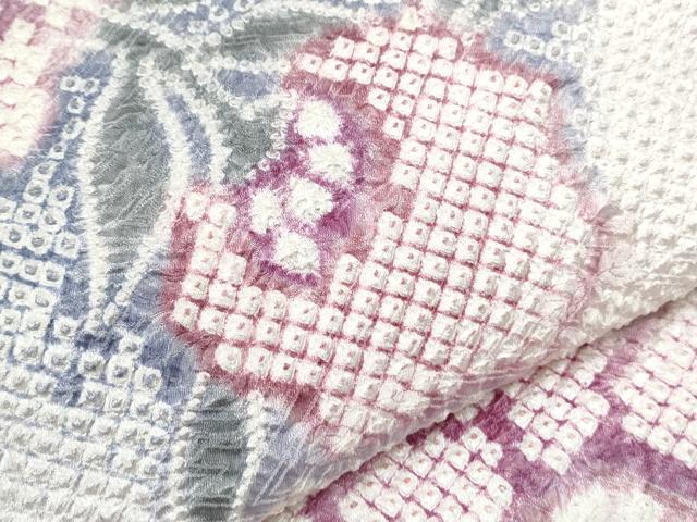 平和屋着物●名門 藤娘きぬたや・総絞り 羽織 解き反物 草花文 羽尺 逸品 CAAT5407th
