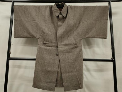 平和屋着物＃男性　和装コート　格子柄　キングサイズ　正絹　逸品　CAAT5614id