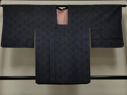 平和屋着物∞道行コート 紬地 麻の葉文様 正絹 逸品 未使用 CAAT5623id