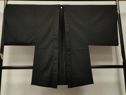 平和屋着物▽男性　羽織　単衣　濡羽色　黒地　正絹　逸品　CAAT5658id