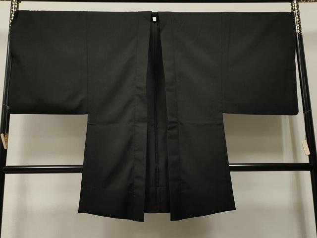 平和屋着物▽男性　羽織　単衣　濡羽色　黒地　正絹　逸品　CAAT5658id