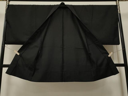 平和屋着物▽男性　羽織　単衣　濡羽色　黒地　正絹　逸品　CAAT5658id