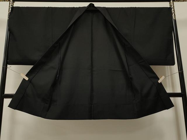 平和屋着物▽男性　羽織　単衣　濡羽色　黒地　正絹　逸品　CAAT5658id