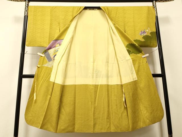 平和屋着物＃道行コート　手描き　雲取り人物風景文　暈し染め　ロング丈　正絹　逸品　CAAT5659id
