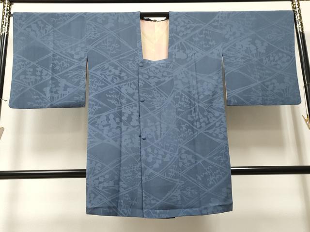 平和屋着物∞道行コート　枝花文　ロング丈　正絹　逸品　CAAT5662id