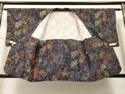 平和屋着物＃道行コート 輪奈織 切嵌更紗花文 正絹 逸品 CAAT5665id