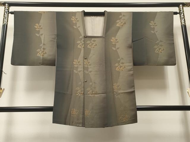 平和屋着物∞道行コート 霞草花文 暈し染め 金彩 正絹 逸品 CAAT5675id