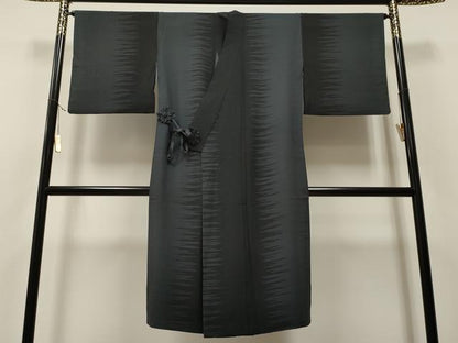 平和屋着物▽道中着　単衣　吉祥文　黒地　ロング丈　正絹　逸品　CAAT5685id