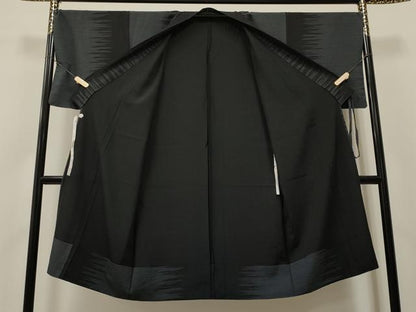 平和屋着物▽道中着　単衣　吉祥文　黒地　ロング丈　正絹　逸品　CAAT5685id