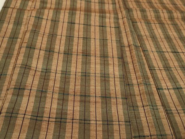 平和屋着物∞羽織 紬地 格子柄 正絹 逸品 CAAT5688id
