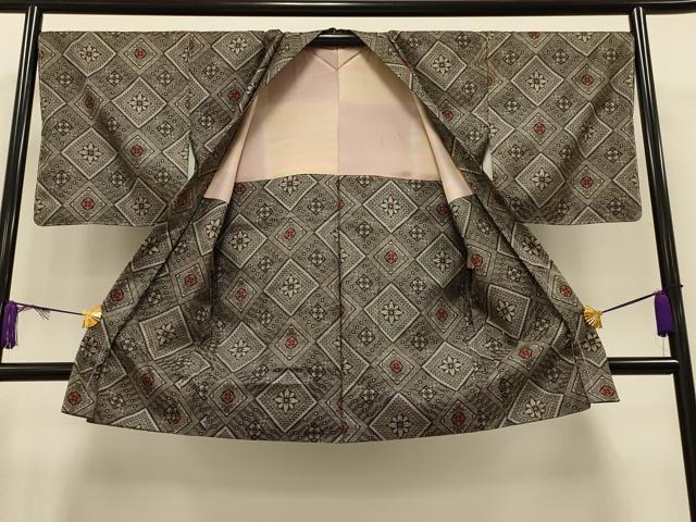 平和屋着物＃本場大島紬　龍郷絣　長羽織　菱繋花文　正絹　逸品　CAAT5693id