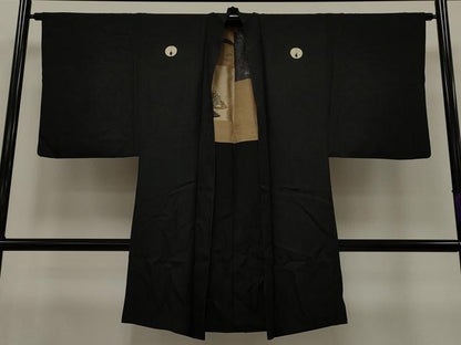 平和屋着物∞男性 長羽織 黒紋付き 正絹 逸品 CAAT5716id