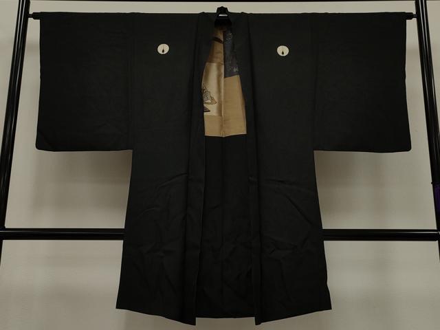 平和屋着物∞男性 長羽織 黒紋付き 正絹 逸品 CAAT5716id