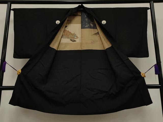 平和屋着物∞男性 長羽織 黒紋付き 正絹 逸品 CAAT5716id