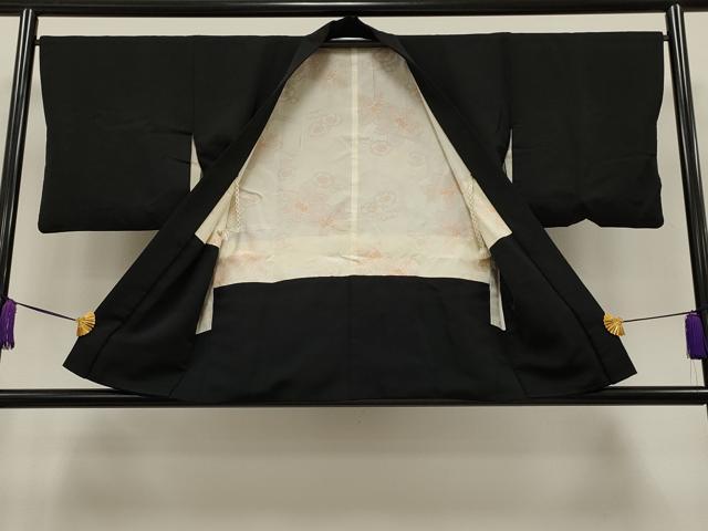 平和屋着物∞羽織　寿光織　地紙孔雀花文　黒地　金銀糸　正絹　逸品　CAAT5717id