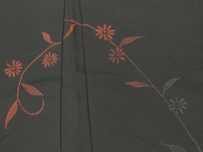 平和屋着物＃羽織　総刺繍　花唐草文　黒地　正絹　逸品　CAAT5723id
