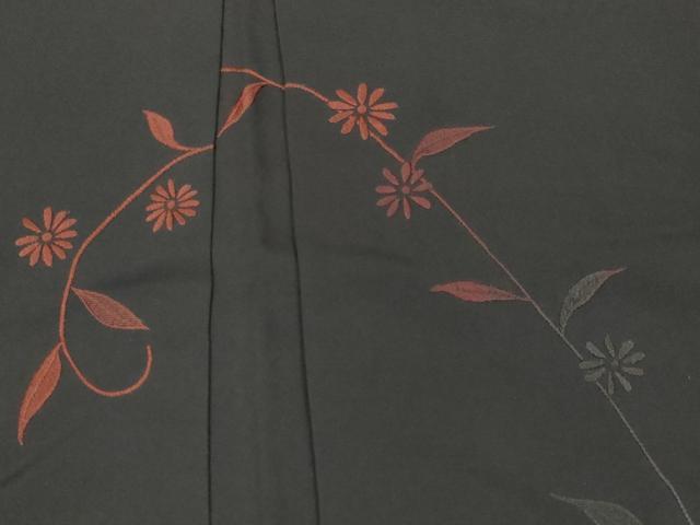 平和屋着物＃羽織　総刺繍　花唐草文　黒地　正絹　逸品　CAAT5723id