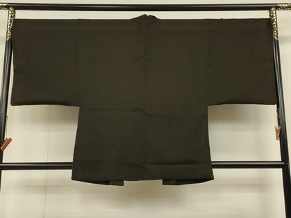 平和屋着物∞男性　羽織　鉄黒色　正絹　逸品　CAAT5743id