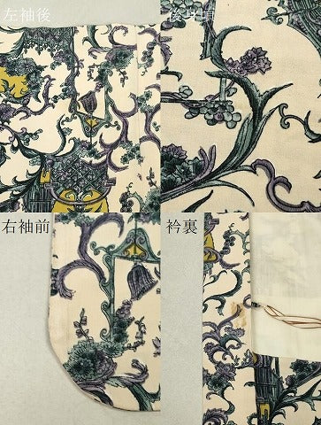 平和屋着物∞羽織 蔦の葉花文 銀彩 正絹 逸品 CAAT5758id