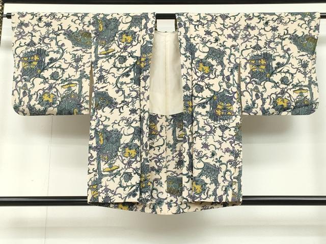 平和屋着物∞羽織 蔦の葉花文 銀彩 正絹 逸品 CAAT5758id