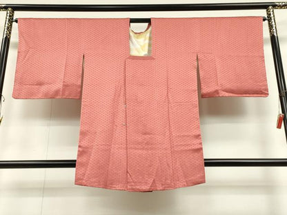 平和屋着物∞道行コート 檜垣地紋 甚三紅色 正絹 逸品 未使用 CAAT5780id