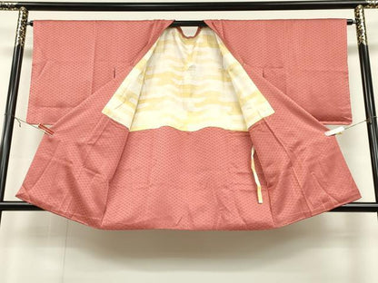 平和屋着物∞道行コート 檜垣地紋 甚三紅色 正絹 逸品 未使用 CAAT5780id