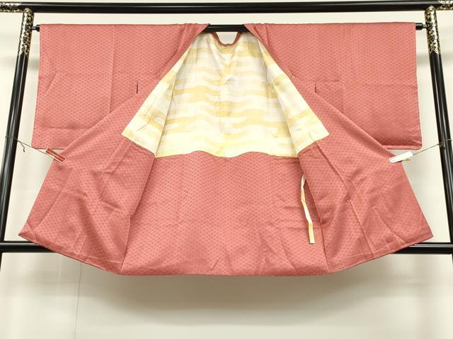 平和屋着物∞道行コート 檜垣地紋 甚三紅色 正絹 逸品 未使用 CAAT5780id
