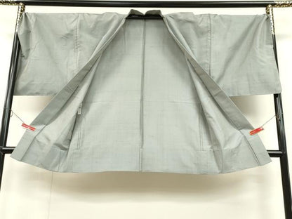平和屋着物▽男性　長羽織　単衣　紬地　霞文　キングサイズ　正絹　逸品　CAAT5781id