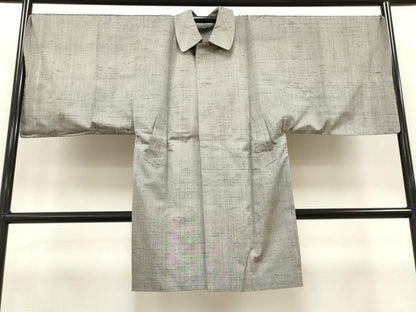 平和屋着物＃男性　和装コート　角袖　紬地　霞文　キングサイズ　ロング丈　正絹　逸品　CAAT5796id