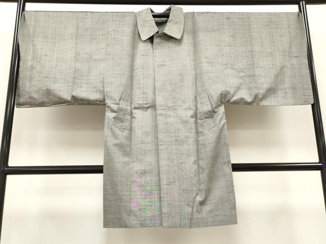 平和屋着物＃男性　和装コート　角袖　紬地　霞文　キングサイズ　ロング丈　正絹　逸品　CAAT5796id