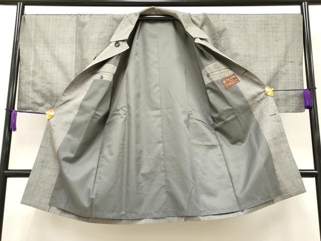 平和屋着物＃男性　和装コート　角袖　紬地　霞文　キングサイズ　ロング丈　正絹　逸品　CAAT5796id