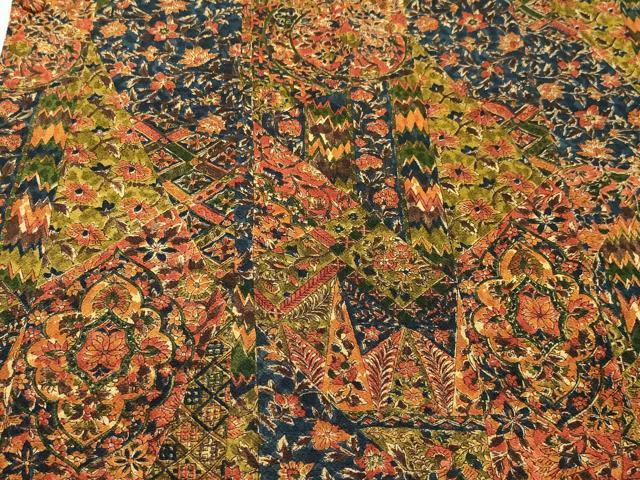 平和屋着物∞道行コート　切嵌更紗花文　鬼しぼ縮緬　ロング丈　正絹　逸品　CAAT5812id