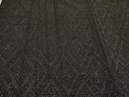 平和屋着物▽道中着　単衣　寿光織　菱繋花文　黒地　金糸　ロング丈　正絹　逸品　CAAT5813id